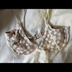 White floral design bikini top